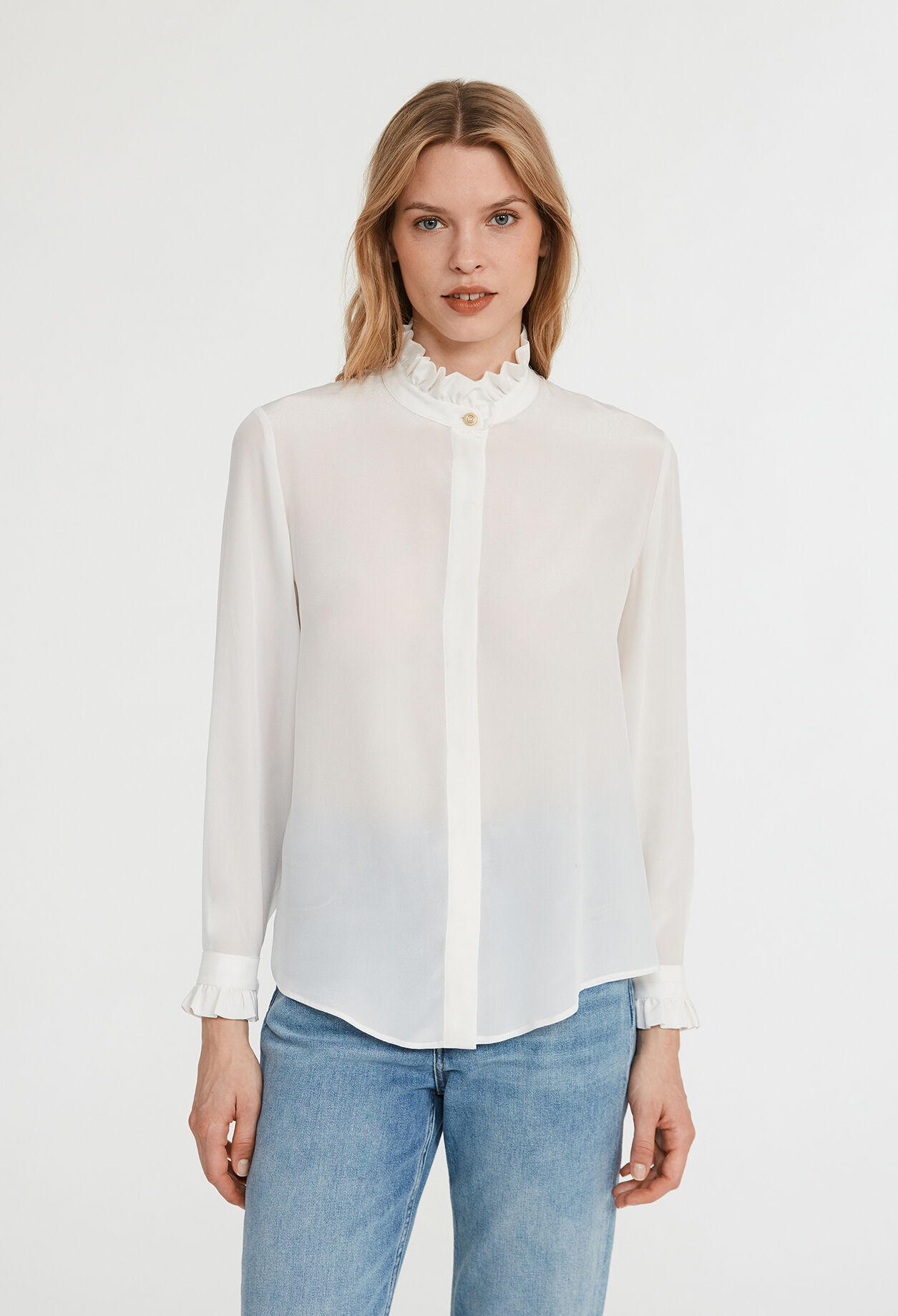 White shirt with wavy collar CHALK