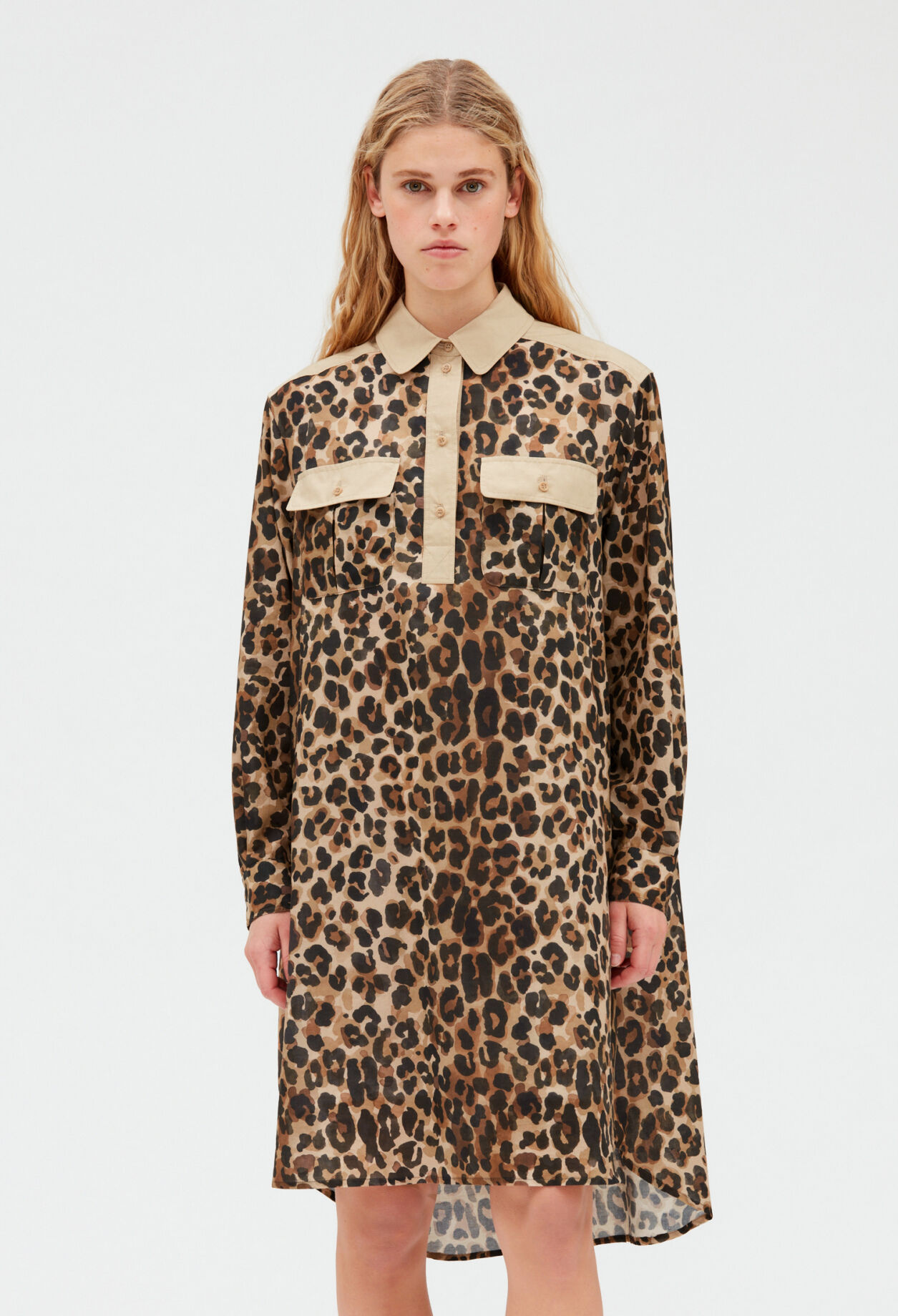 Leopard midi shirt dress DARK PRINT