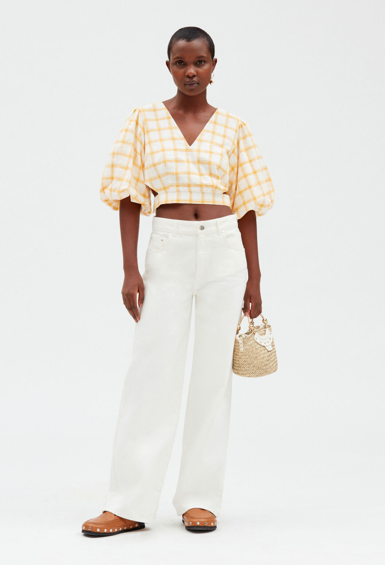Checked crop top DUAL-COLOR