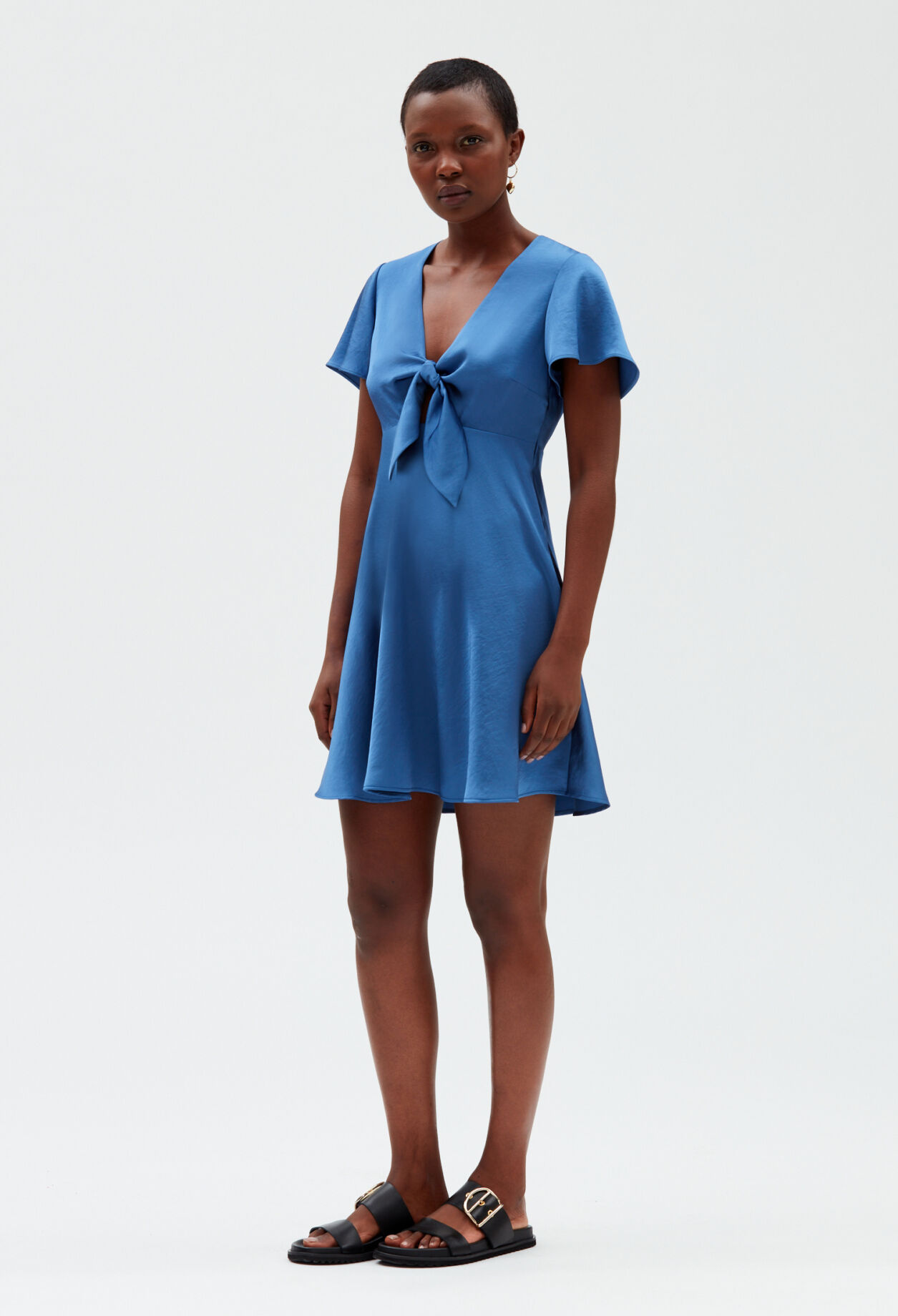 Short flowing blue dress STORM BLUE