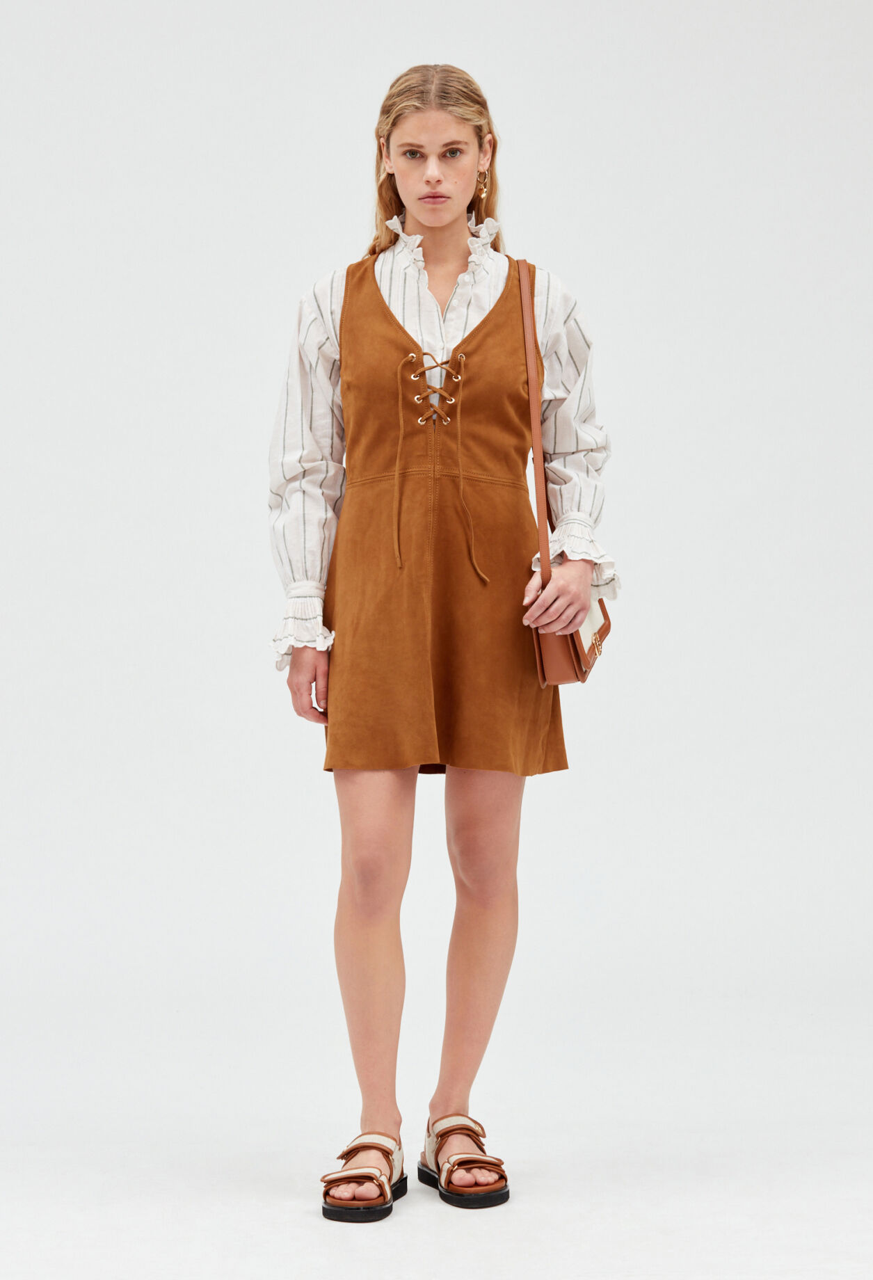 Suede dress CAMEL