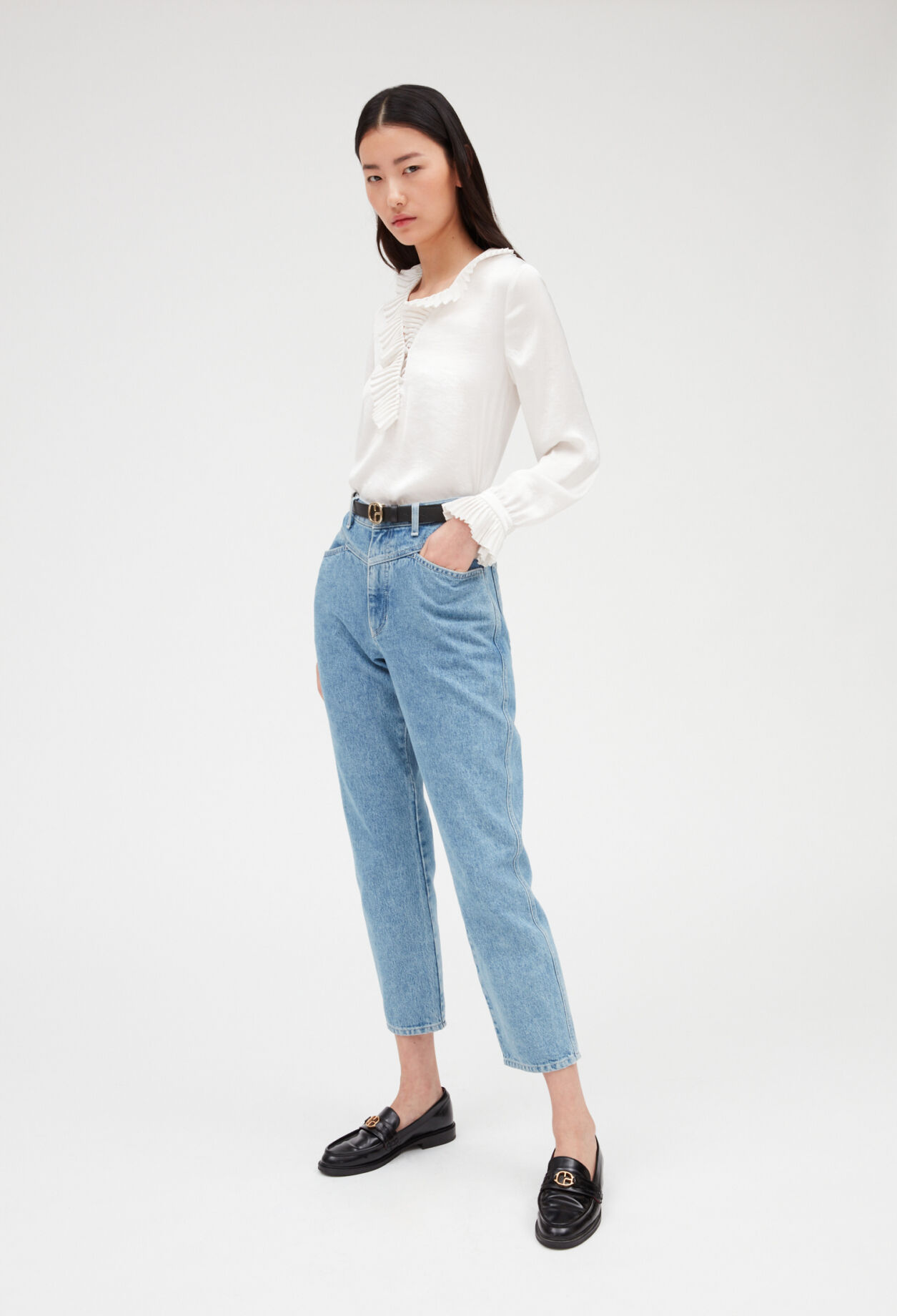 Ruffled blouse NAVY