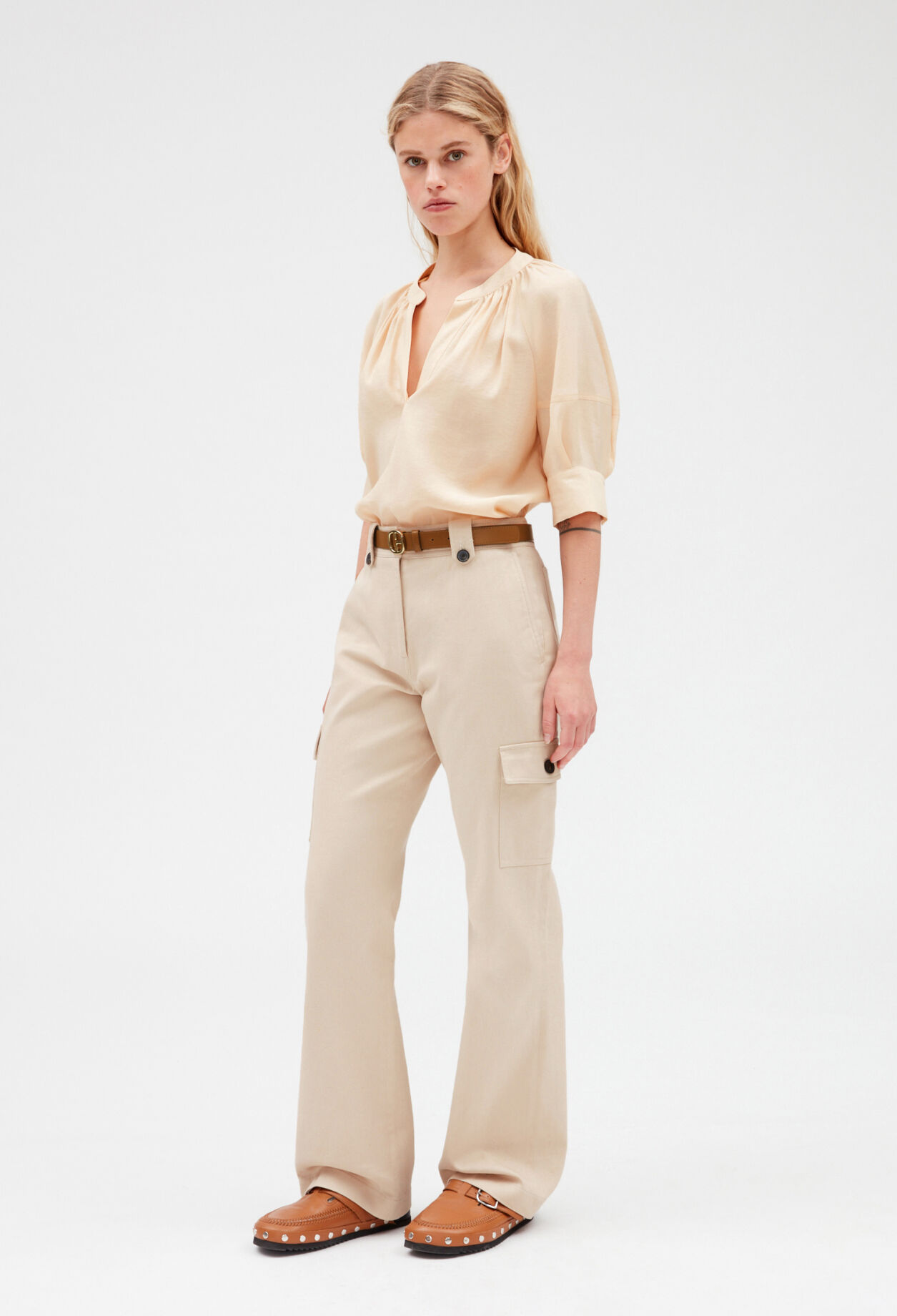 Short-sleeved blouse KHAKI