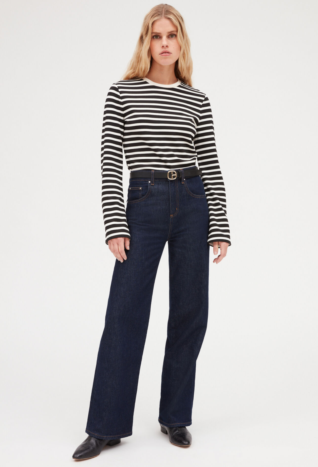 Two tone striped t-shirt DUAL-COLOR