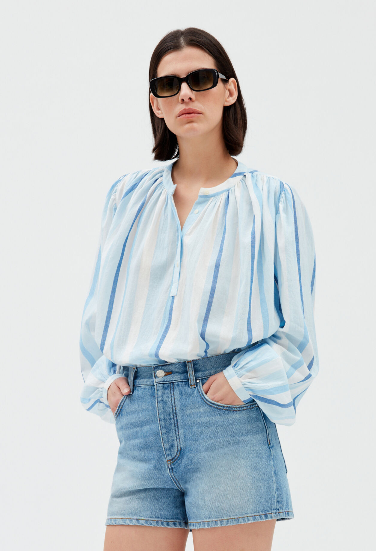 Blue striped blouse MULTICOLORED