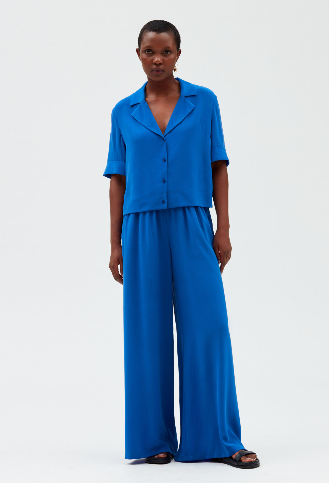 Blue silk shirt SANTORINI BLUE