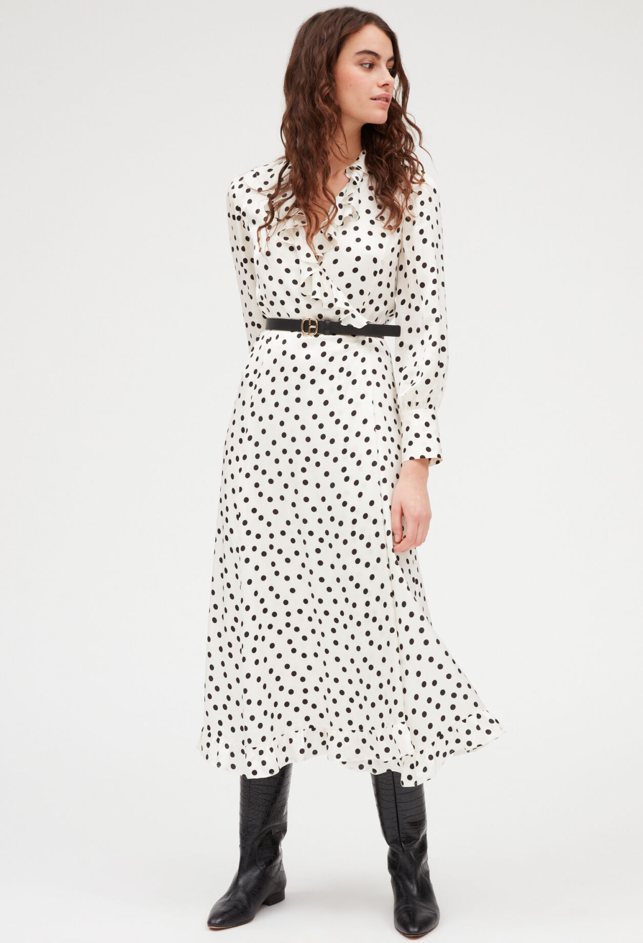 Mid-length polka dot dress LIGHT PRINT