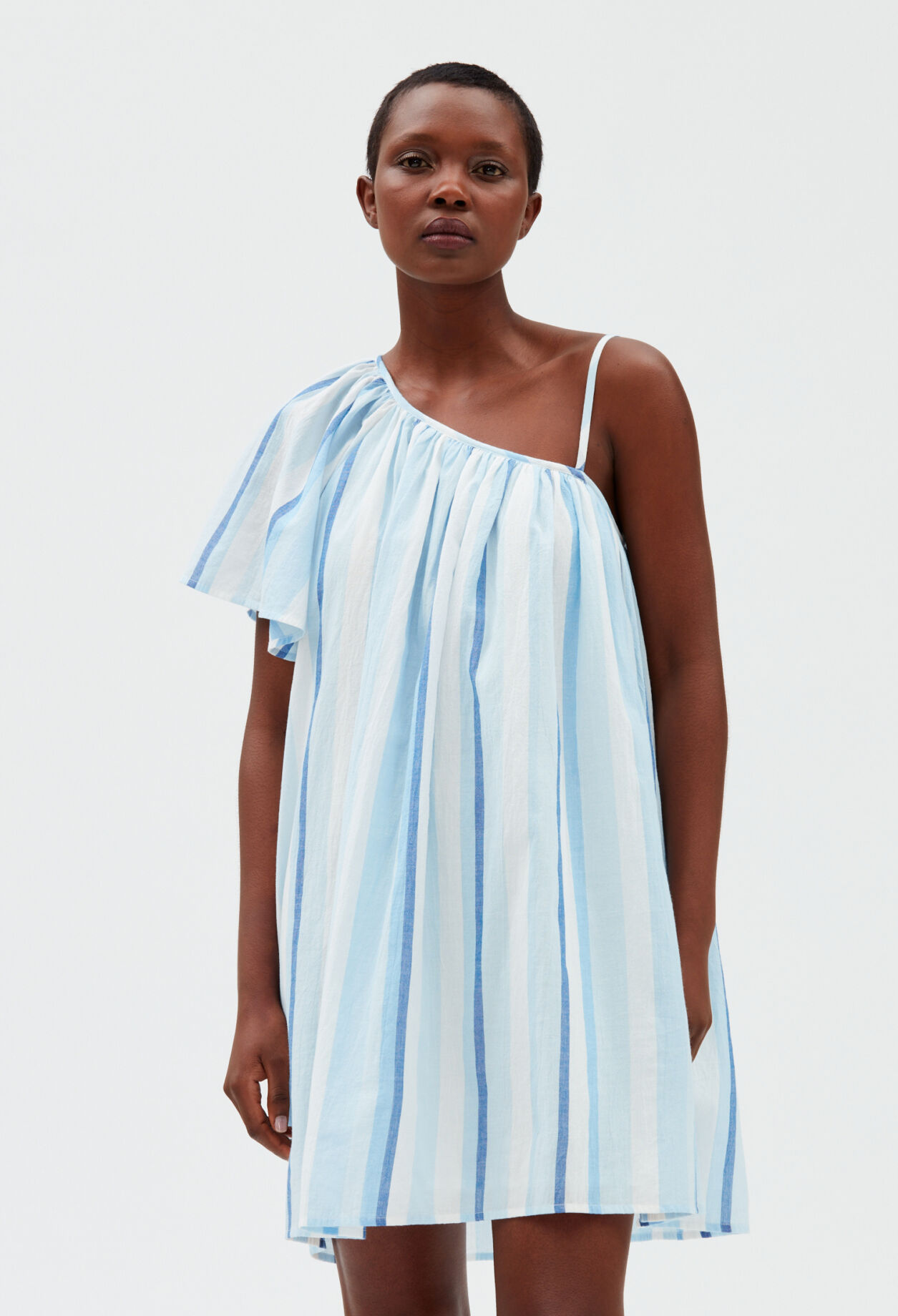 Blue asymmetrical short dress MULTICOLORED
