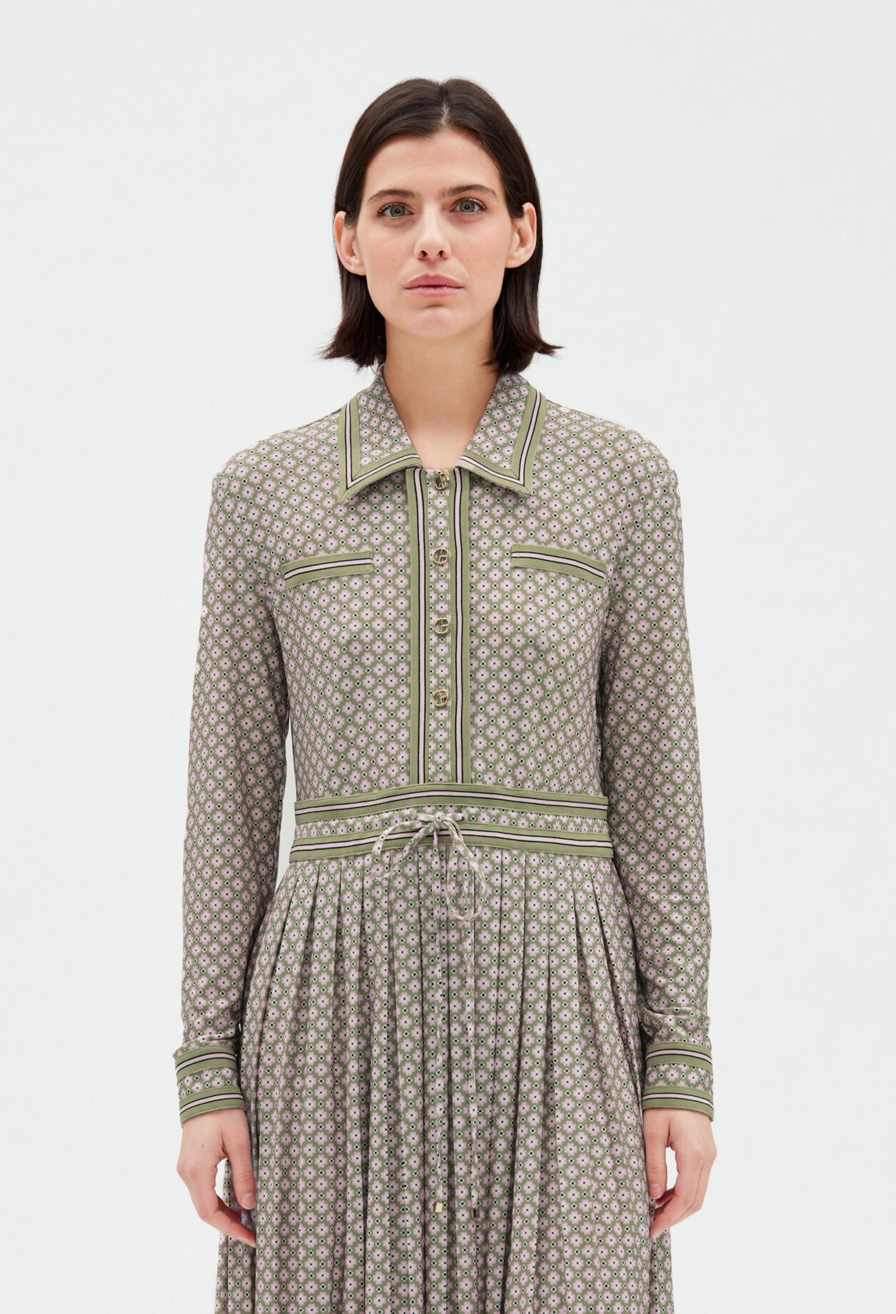 Pink midi shirt dress LIGHT PRINT