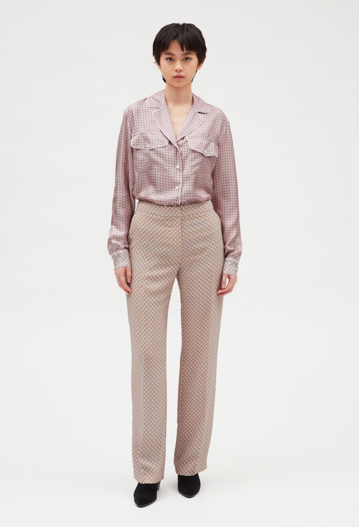 Powder pink silk shirt LIGHT PRINT