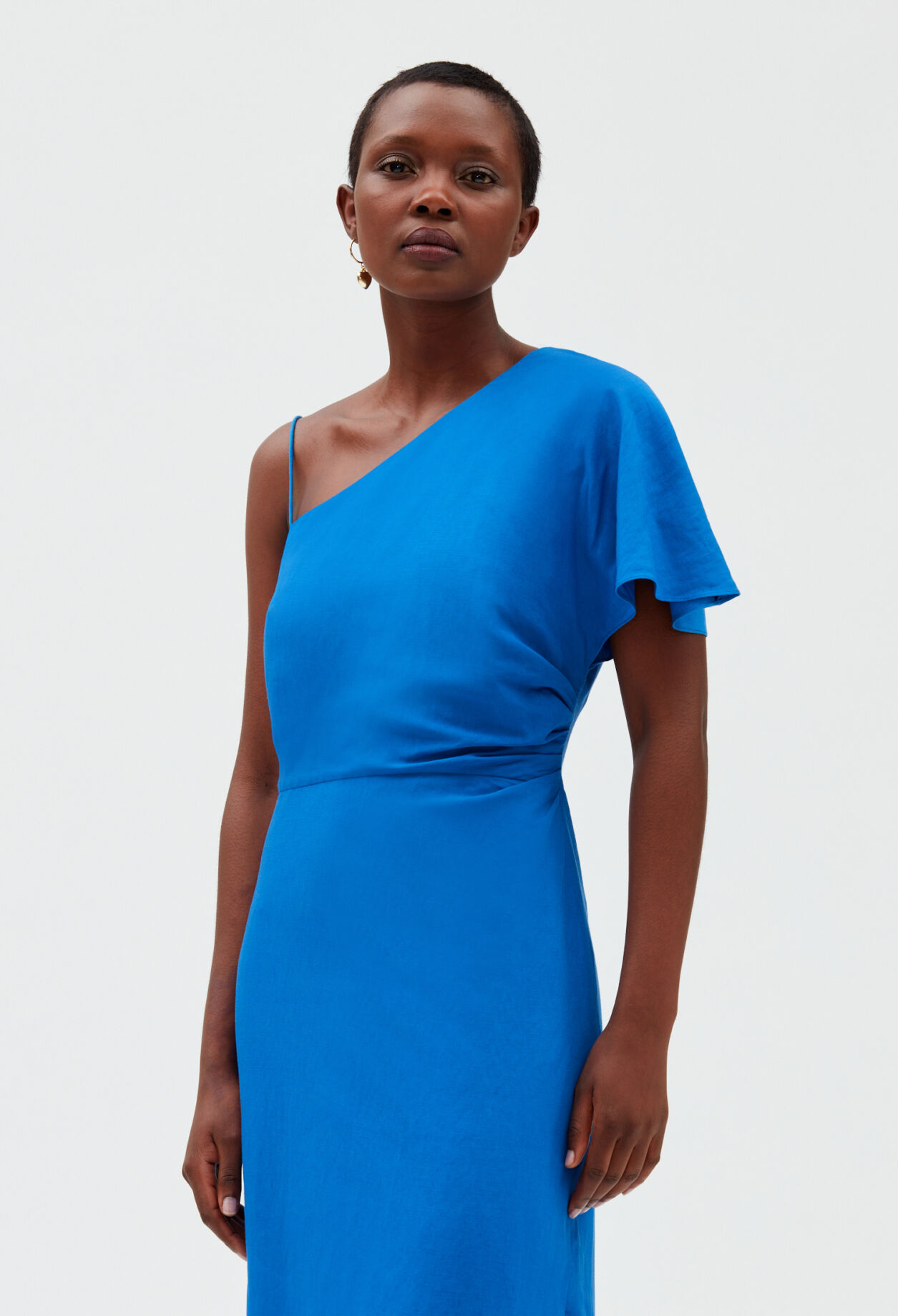 Blue asymmetric midi dress SANTORINI BLUE
