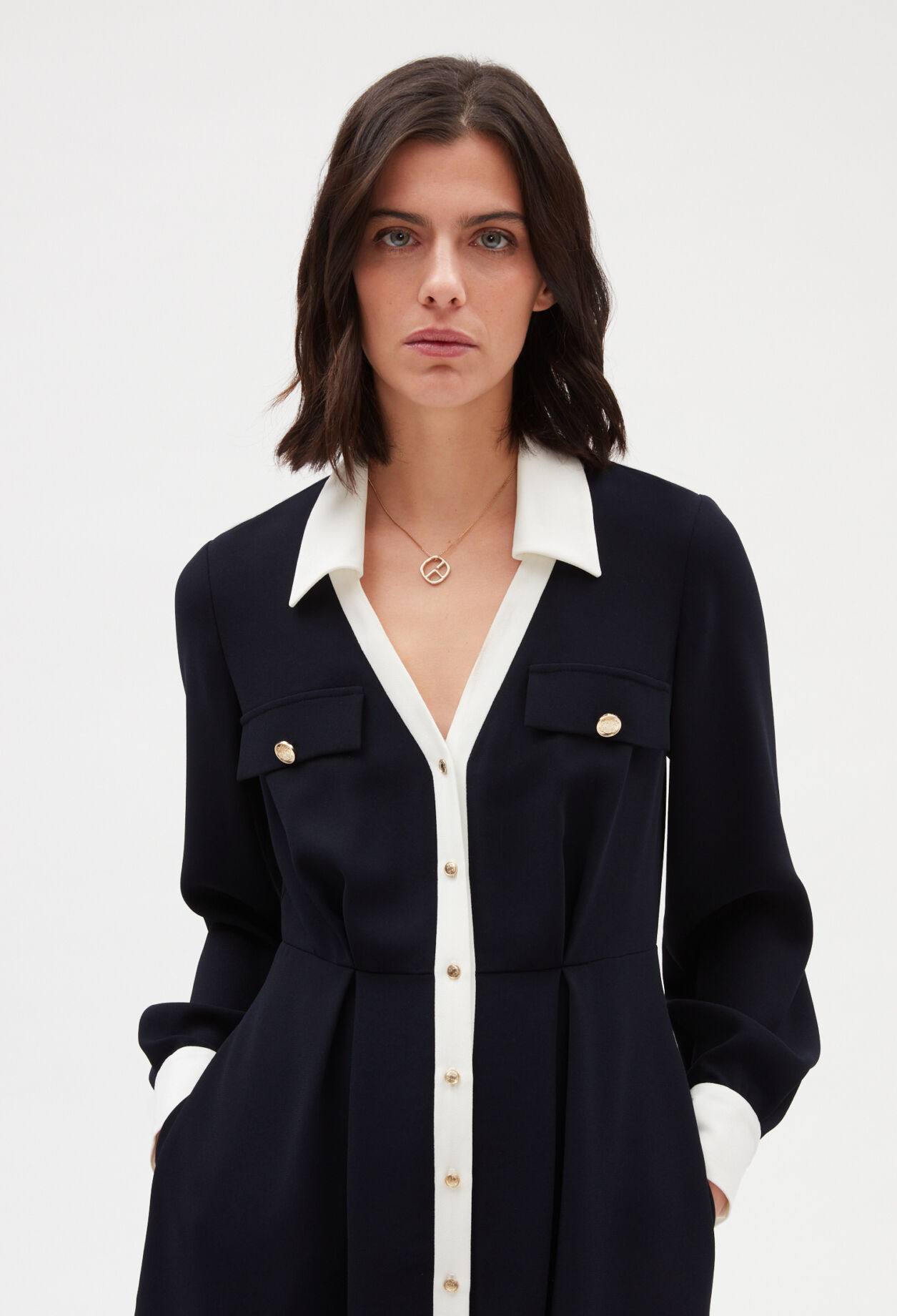 Navy blue mid-length dress NAVY
