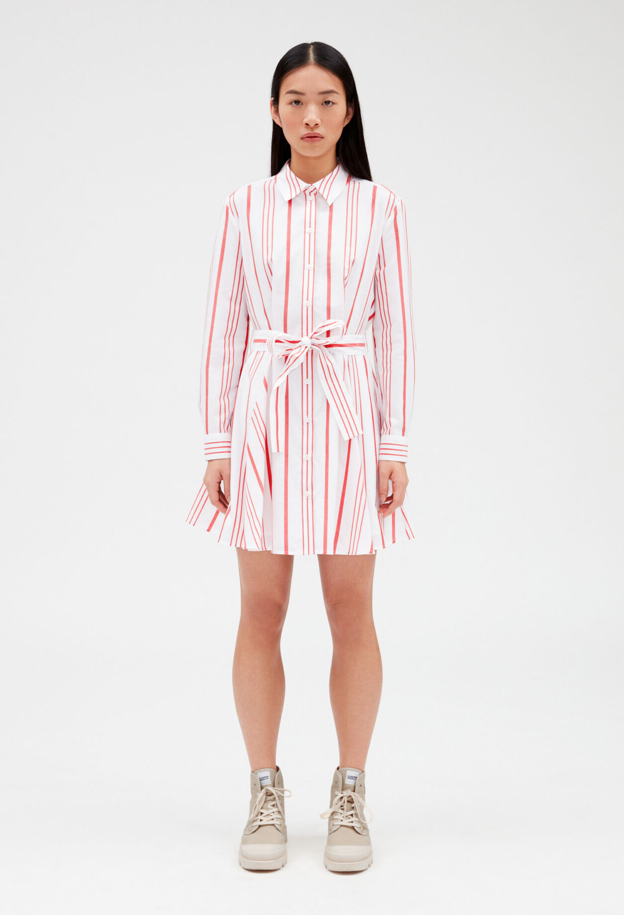 Short striped shirt dress DUAL-COLOR