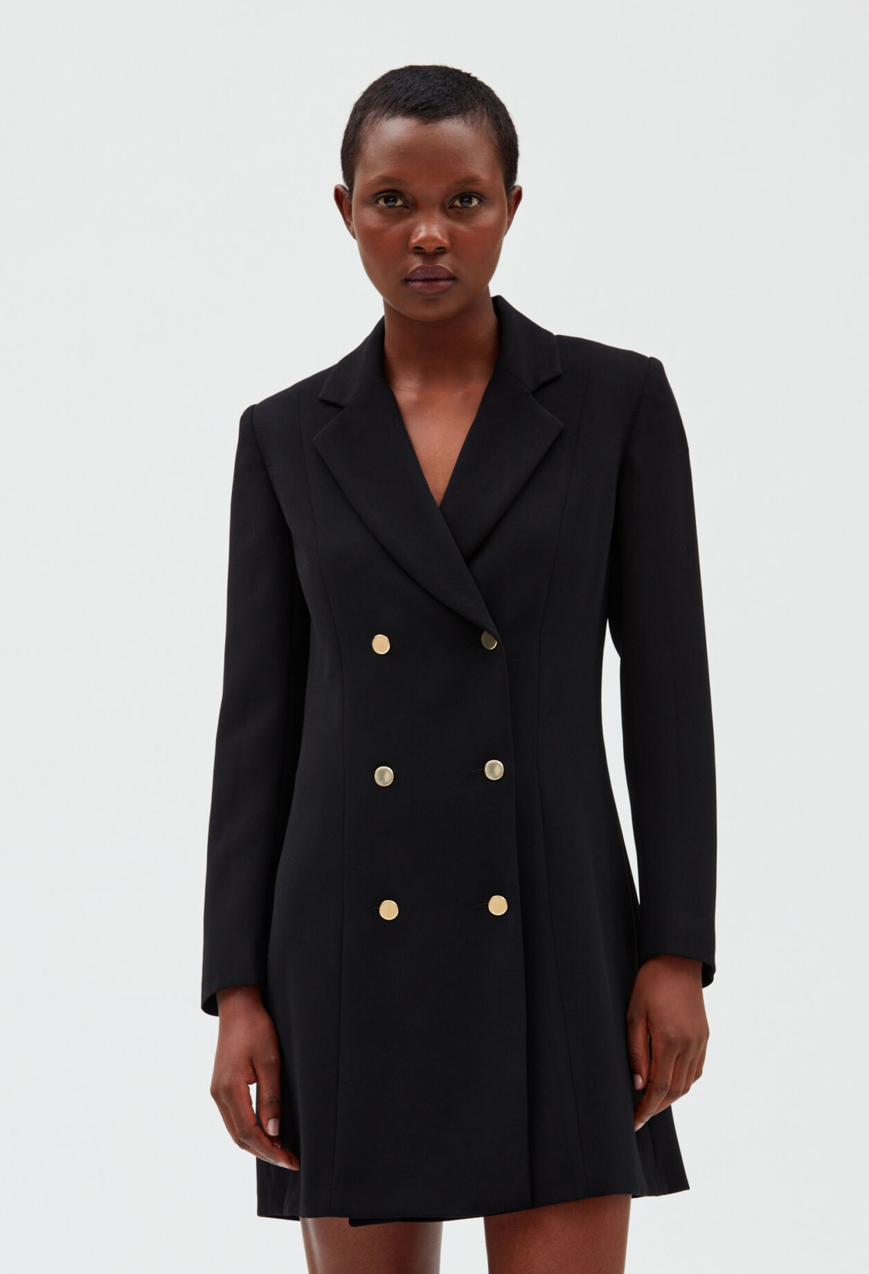 Double buttonned blazer short dress BLACK