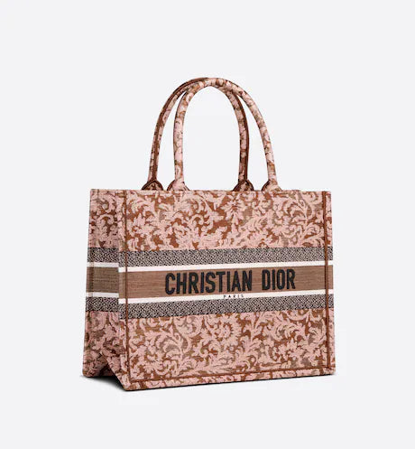 MEDIUM DIOR BOOK TOTE Metallic Pink Dior Brocart Embroidery (36 x 27.5 x 16.5 cm)
