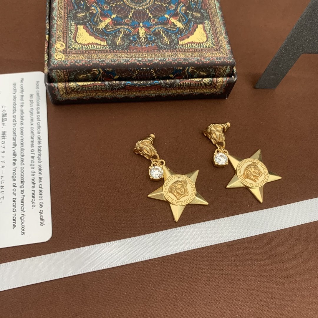VERSACE Fashion Five-pointed Star Goddess Pendant Earrings