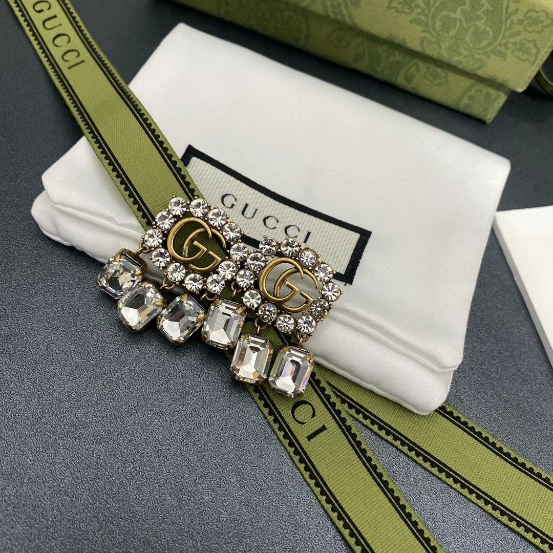 GUCCI Vintage crystal pendant earrings