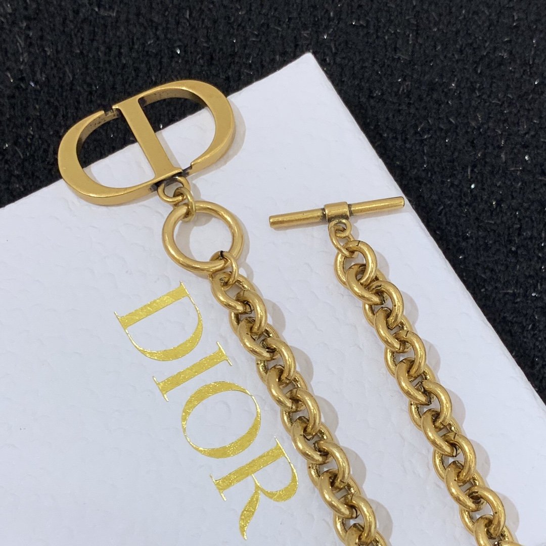 DIOR Gold-finish Metal Bolt Buckle Bracelet/necklace