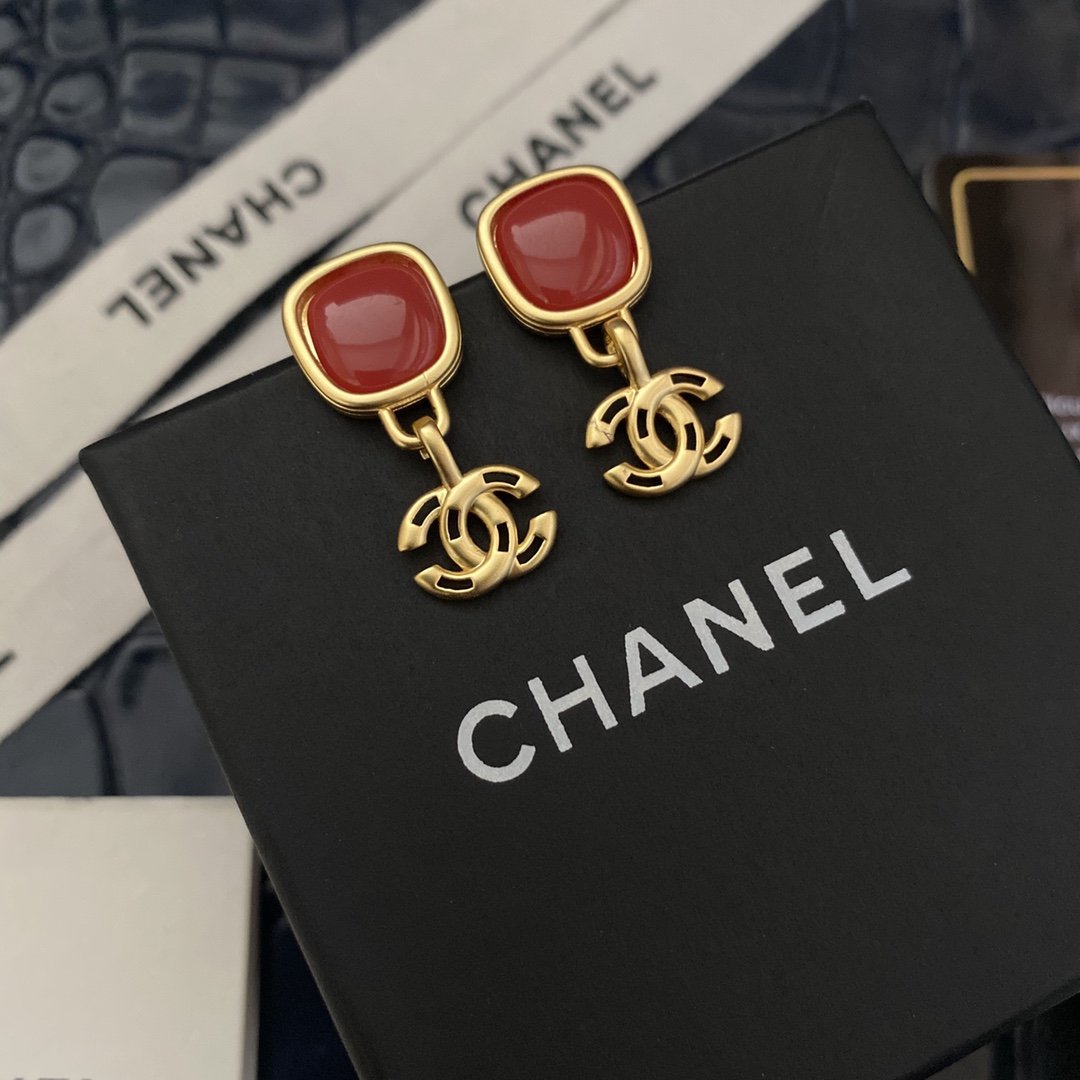 CHANEL Classic Double C Pendant Earrings