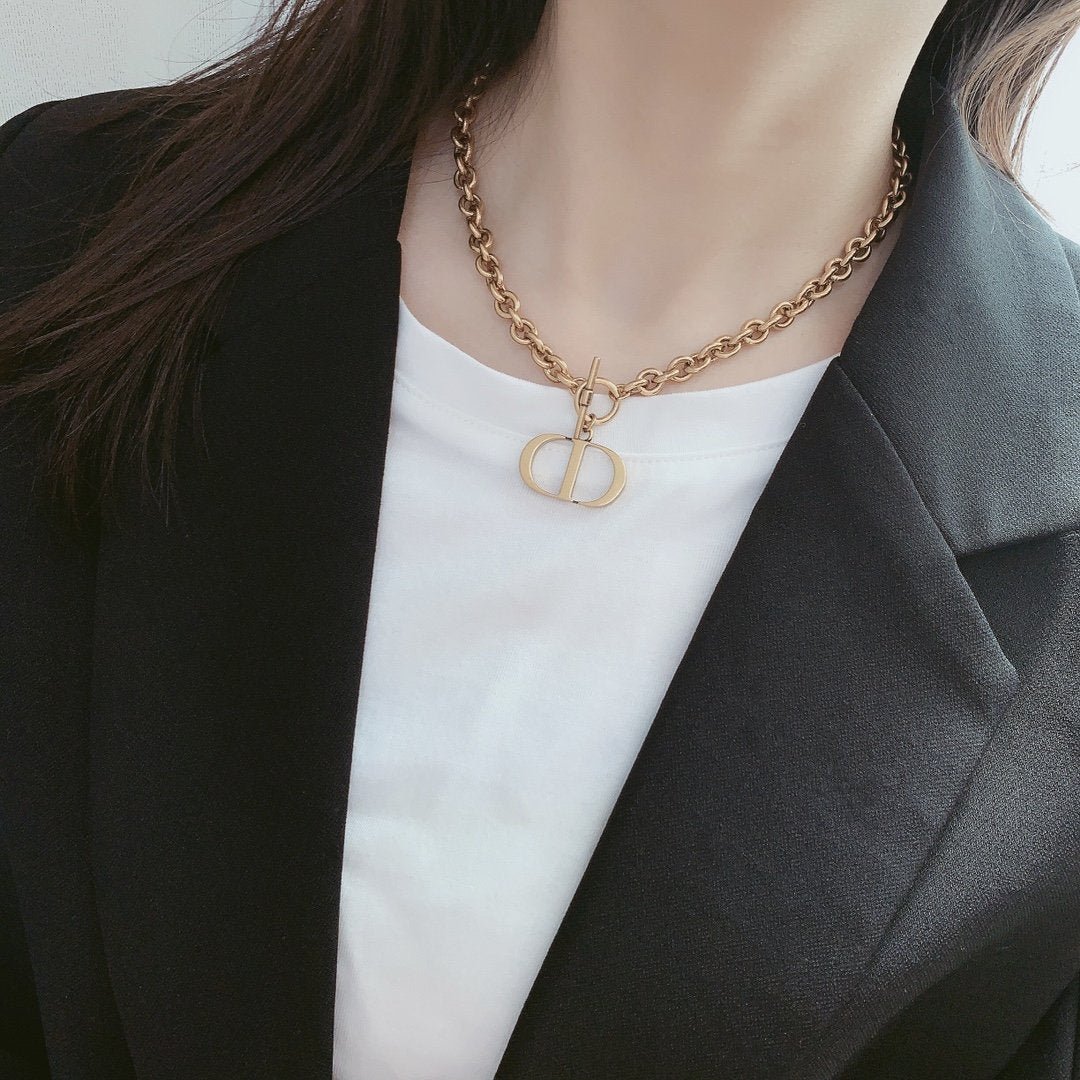 DIOR Gold-finish Metal Bolt Buckle Bracelet/necklace
