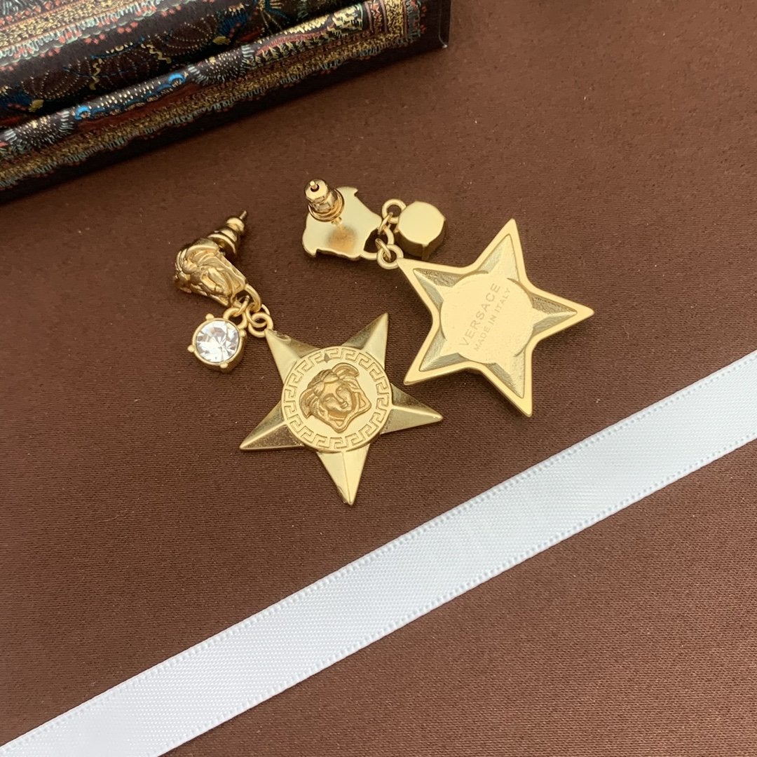 VERSACE Fashion Five-pointed Star Goddess Pendant Earrings