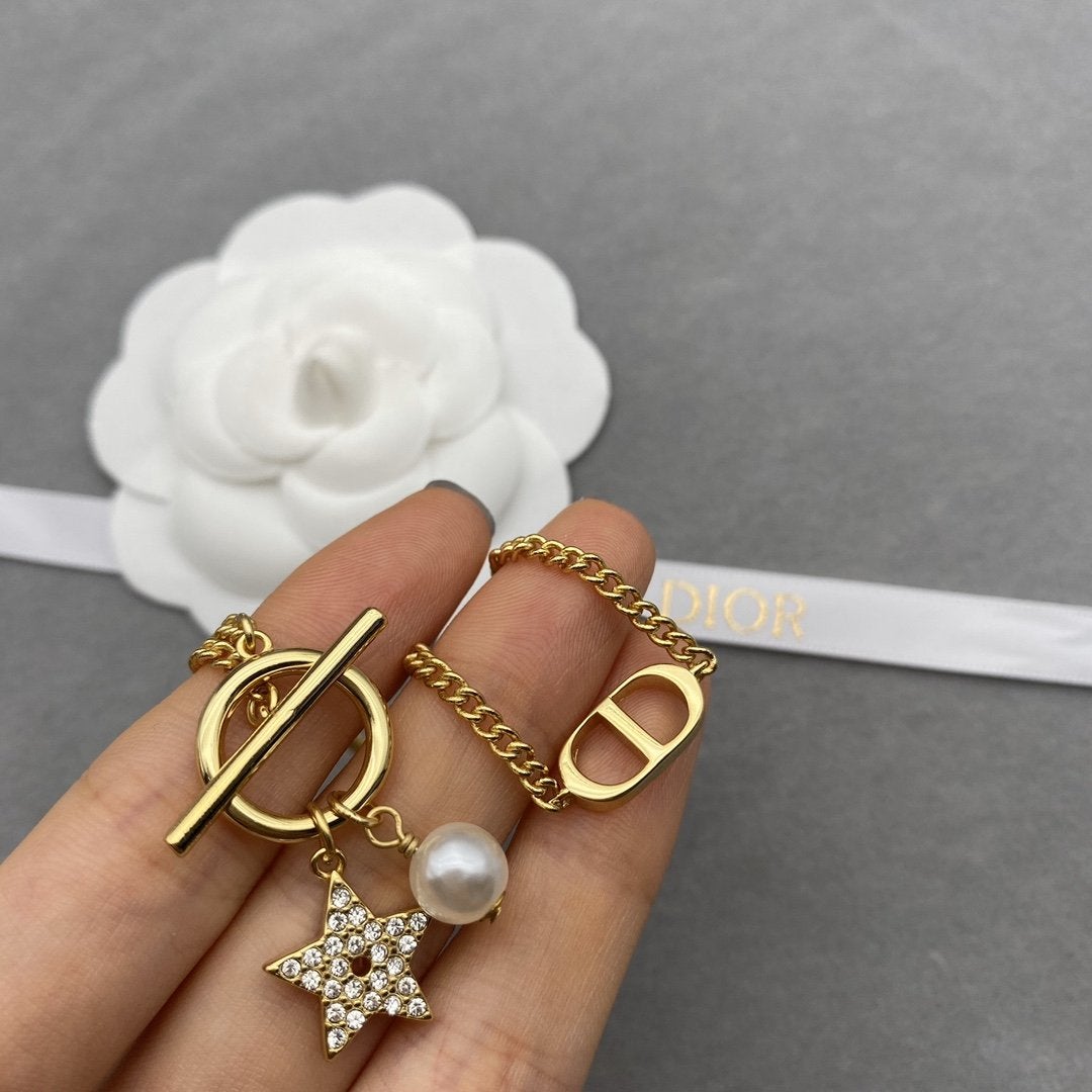 DIOR double-layer pearl star bracelet