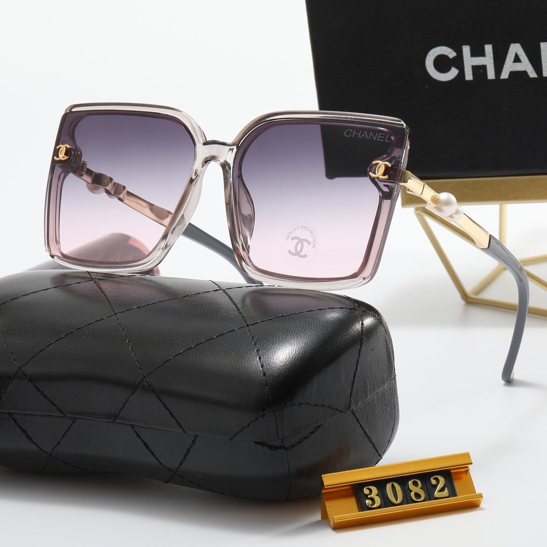 7 Colors Fashion Double C Imitation Pearl Mirror Legs Polarized Sunglasses