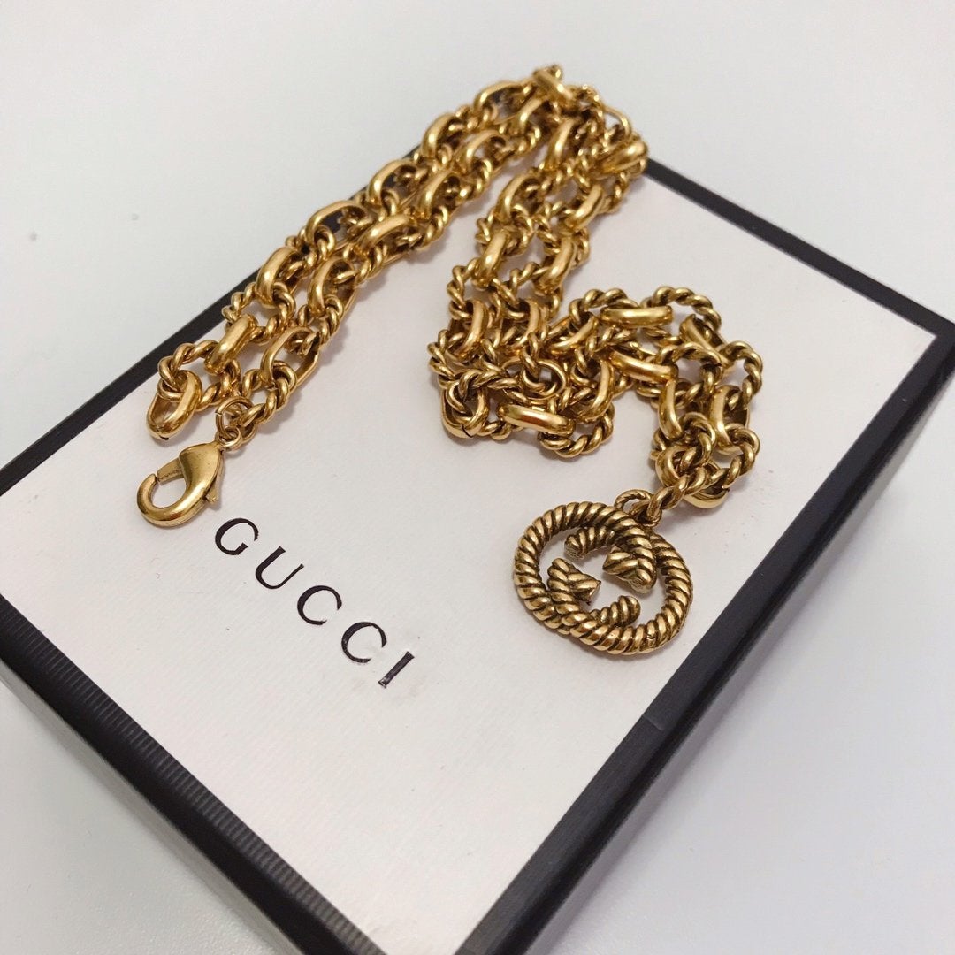GUCCI Luxury Chain Double G Pendant Necklace