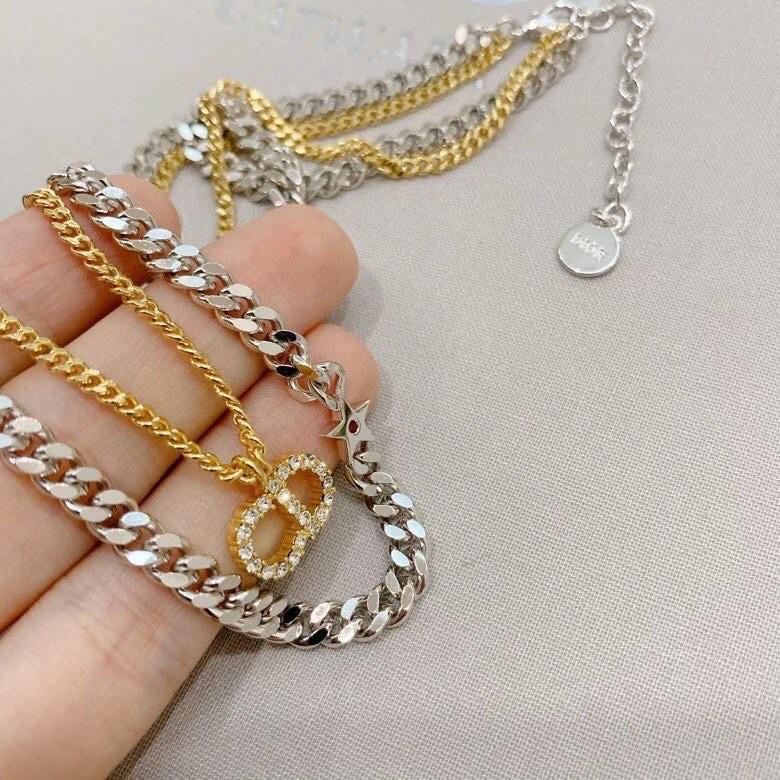 DIOR Letters, Stars, Gold And Silver Two-Tone Necklace