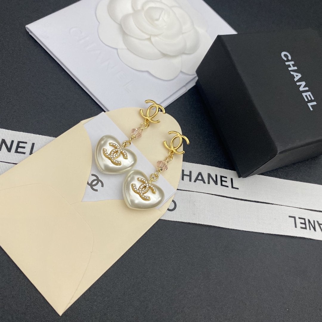 CHANEL Exquisite Double C Rhinestone Pendant Earrings