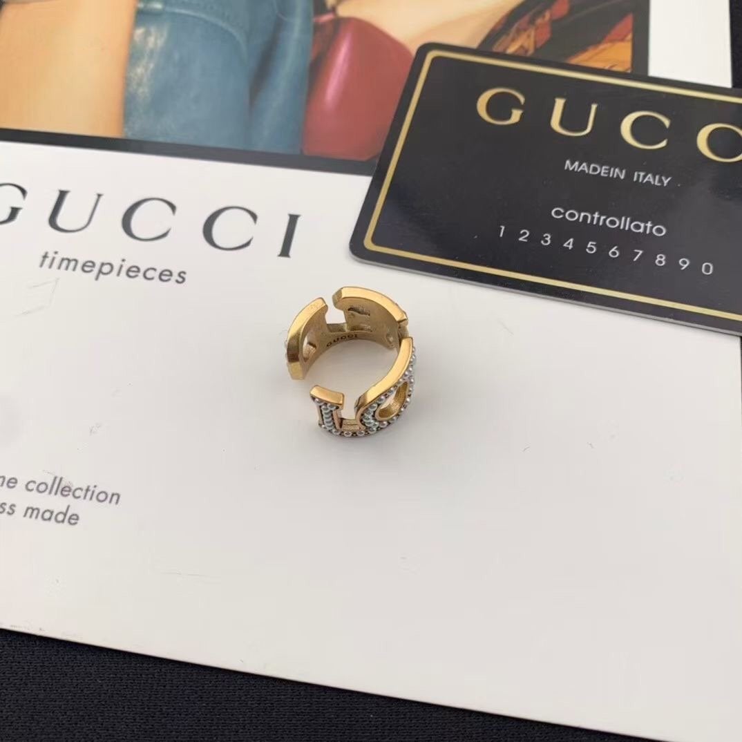 GUCCI luxury pearl open ring
