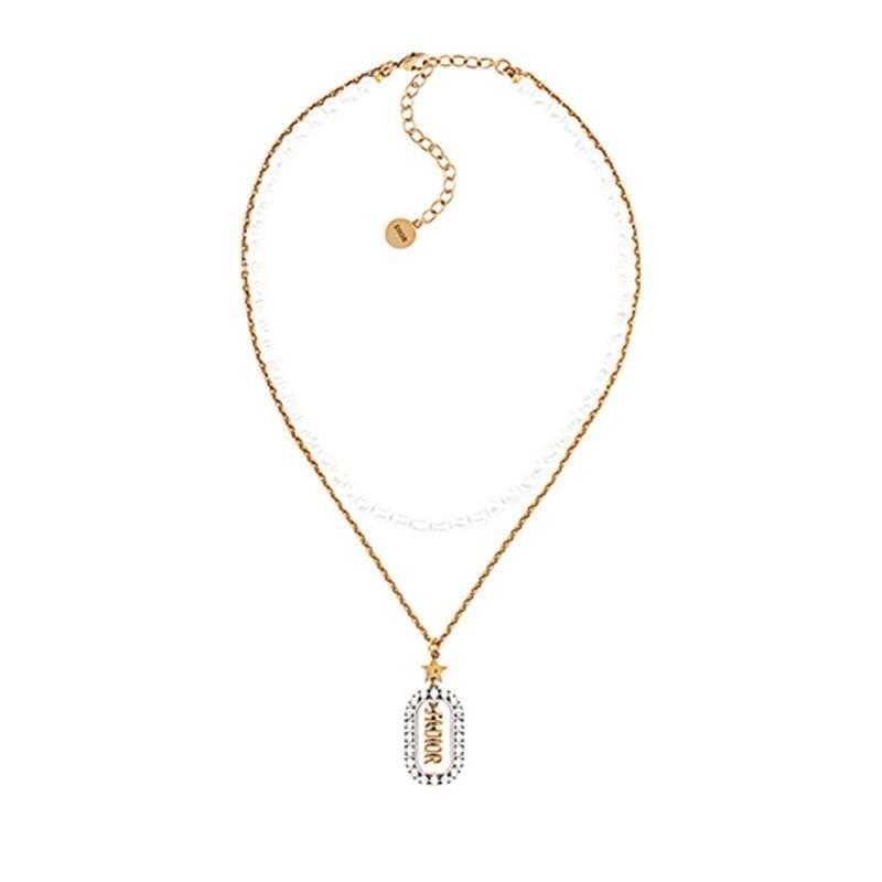DIOR Retro Metal One-piece Pearl Necklace