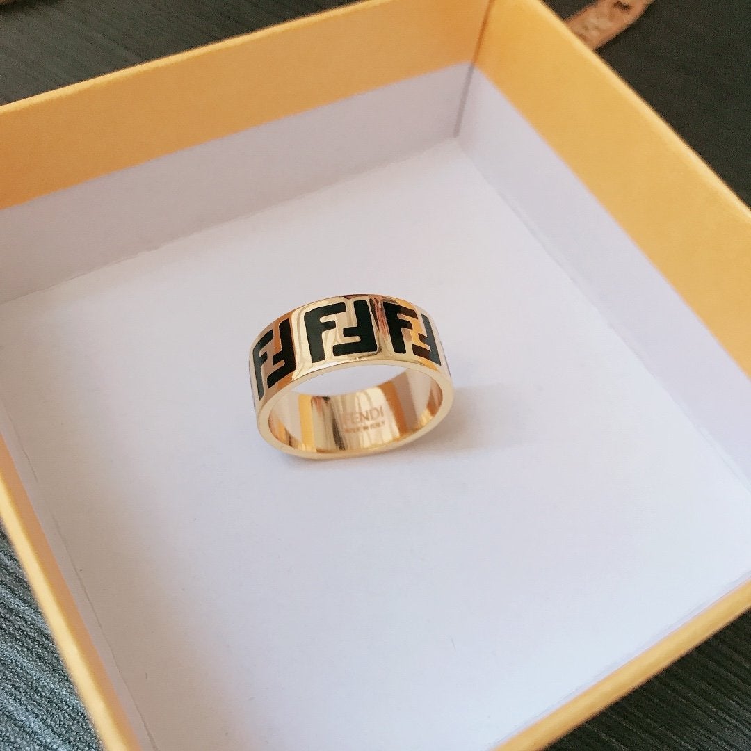 FENDI Fashion F double letter ring