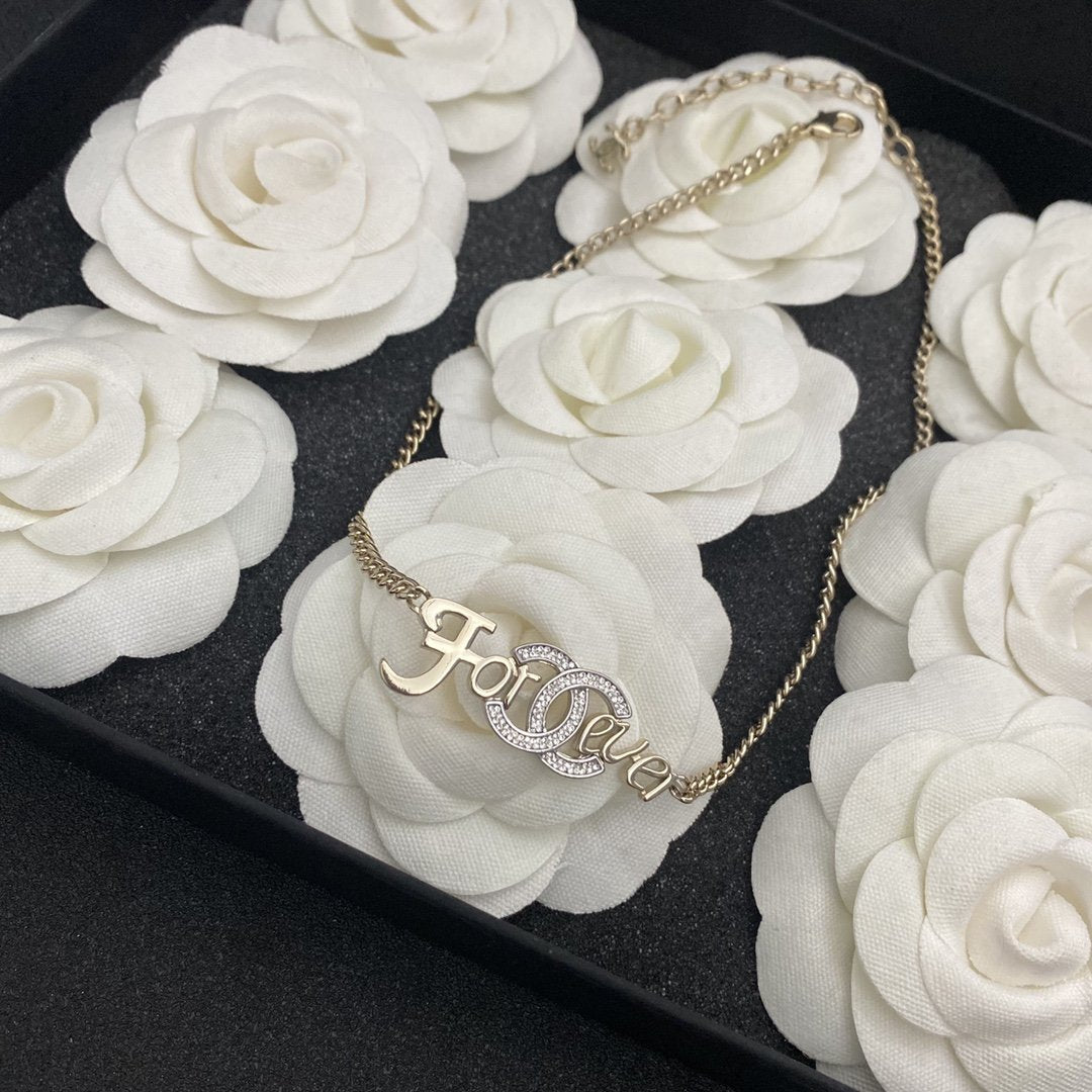 CHANEL Fashion Letter Rhinestone Necklace