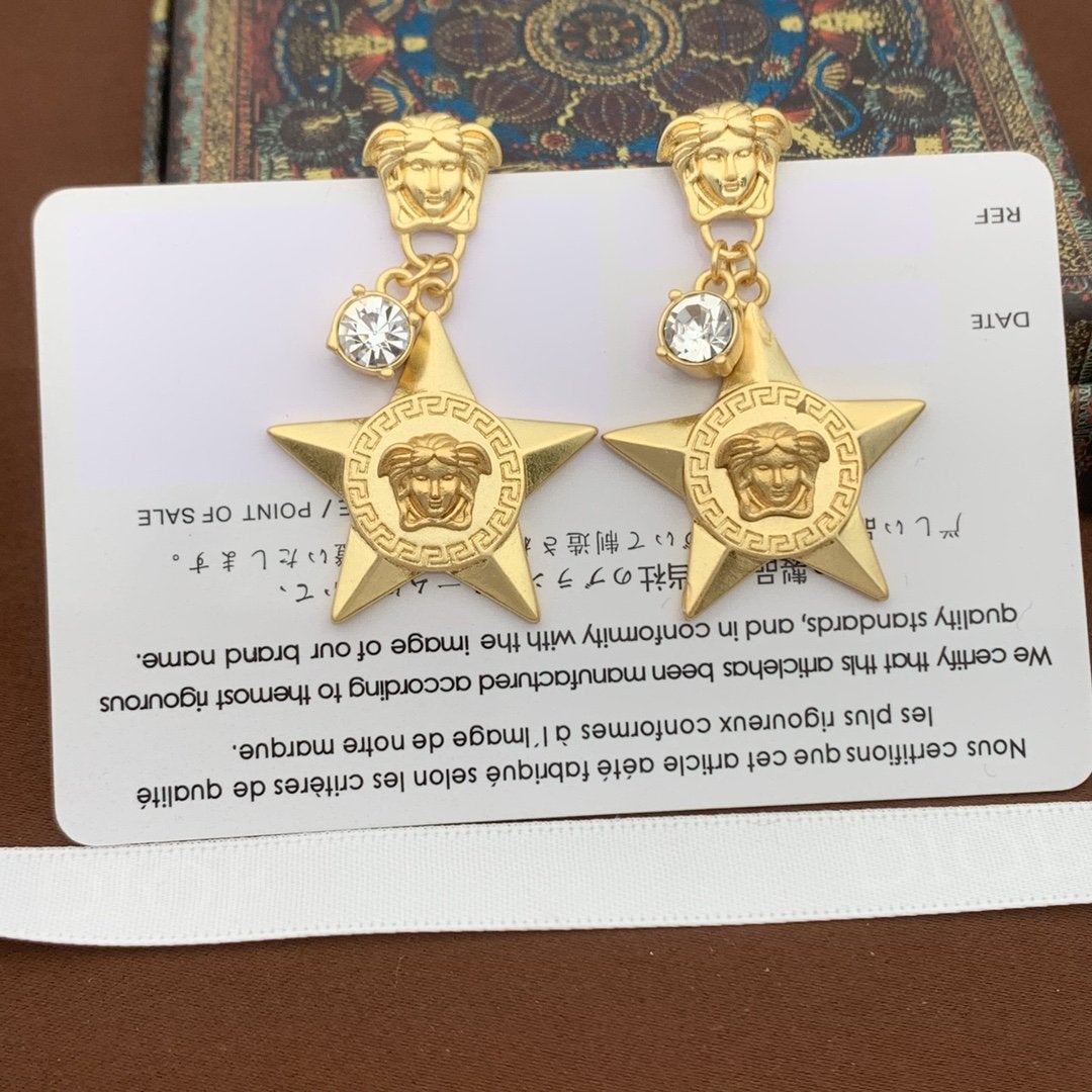 VERSACE Fashion Five-pointed Star Goddess Pendant Earrings