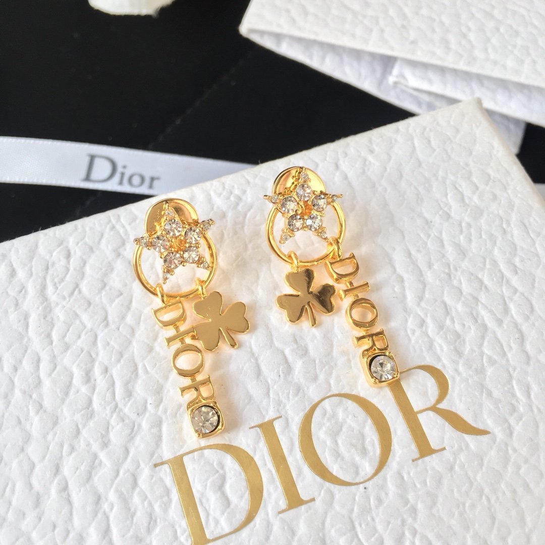 DIOR Clover English Pendant Earrings