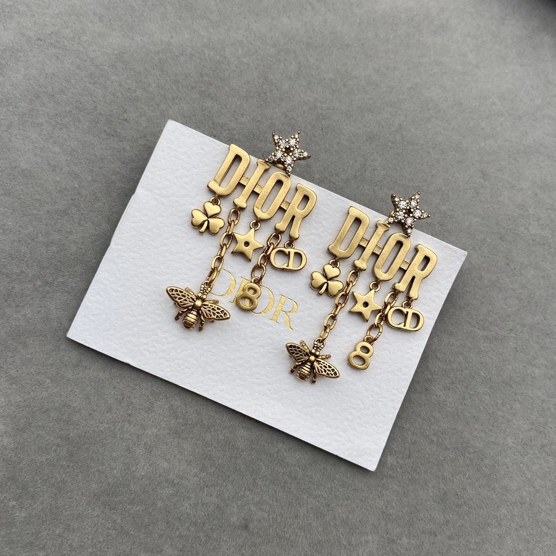 DIOR Little Bee Letter Pendant Earrings