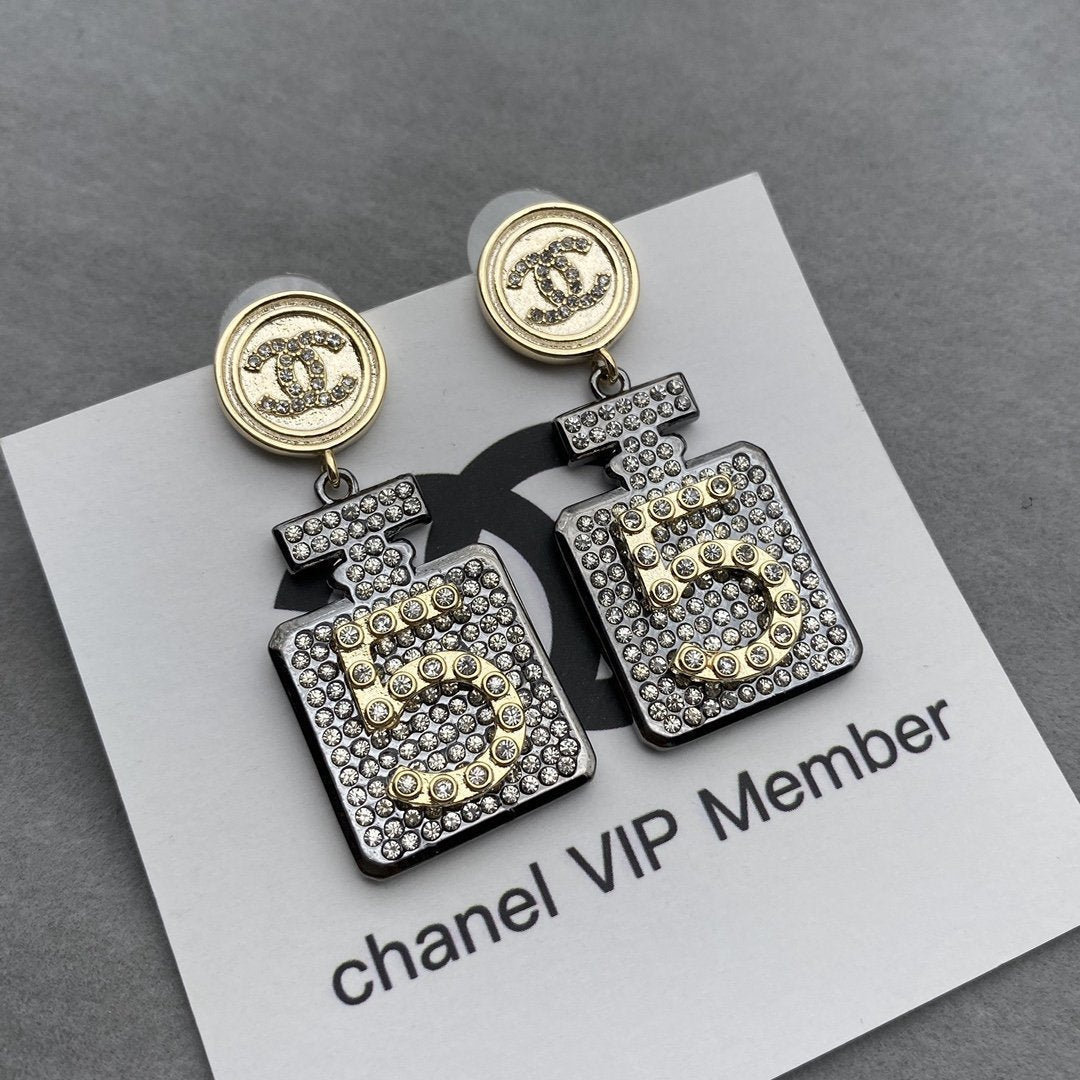 CHANEL Vintage Light Golden Water Bottle Earrings