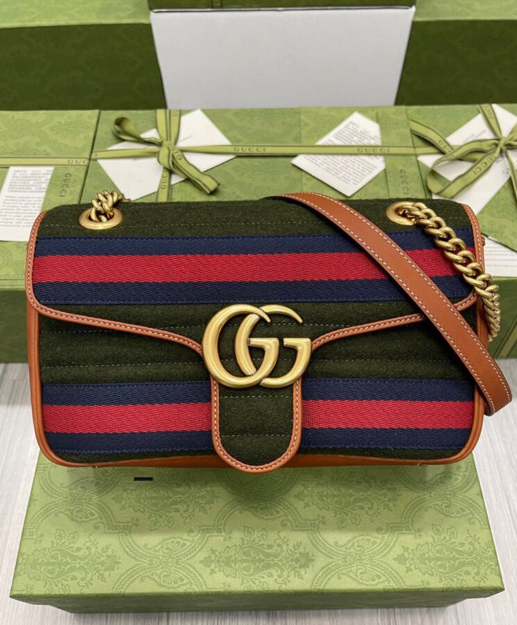 Gucci GG Marmont Small Shoulder Bag 443497 Green