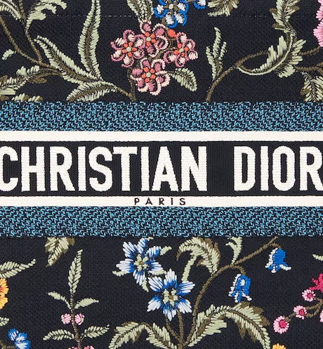 MEDIUM DIOR BOOK TOTE Black Multicolor Dior Petites Fleurs Embroidery (36 x 27.5 x 16.5 cm)