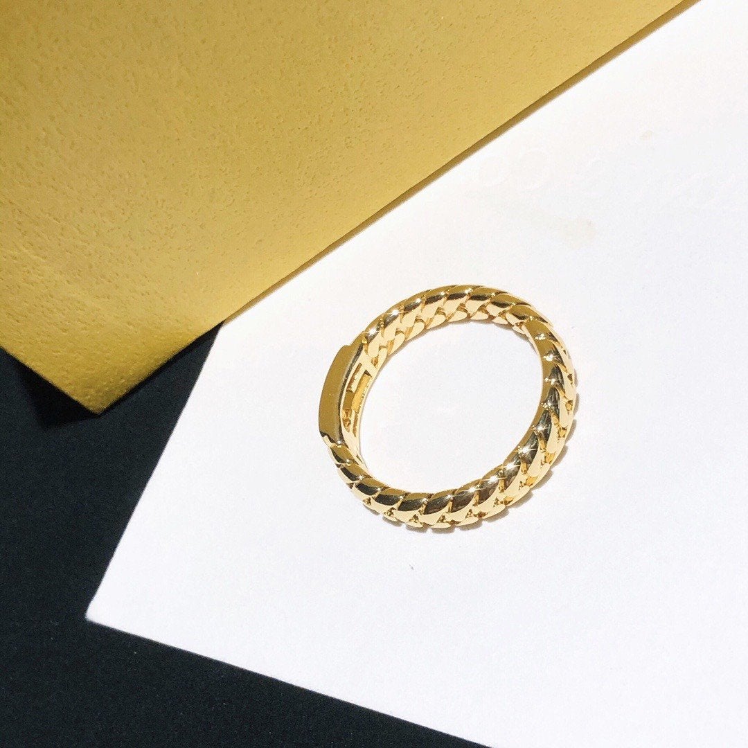 FENDI Simple rope pattern F-shaped stitching ring
