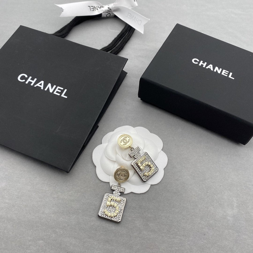 CHANEL Vintage Light Golden Water Bottle Earrings