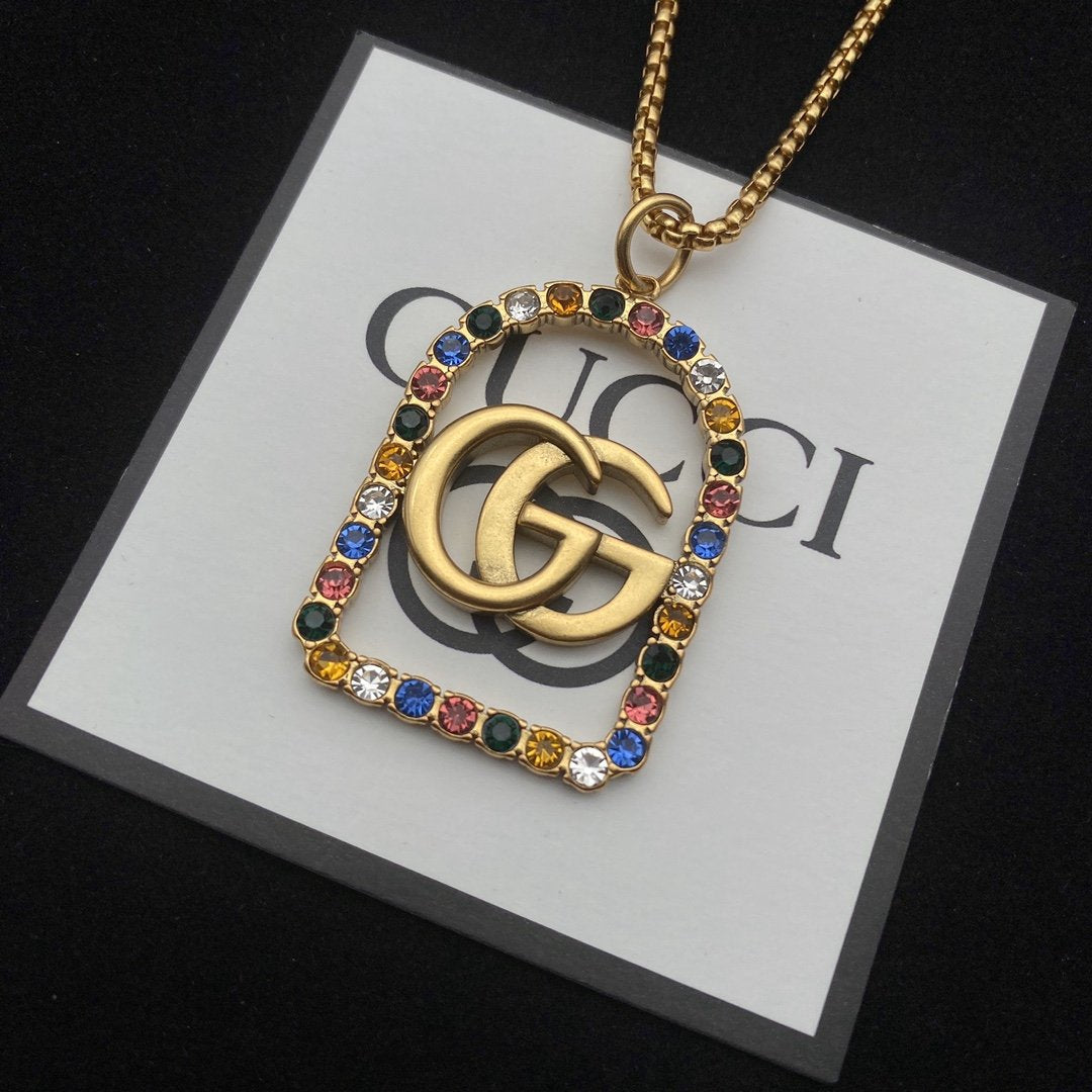 GUCCI French Style Arch Diamond Necklace