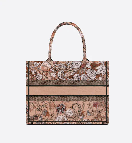 MEDIUM DIOR BOOK TOTE Powder Pink Dior Jardin Magique Embroidery (36 x 27.5 x 16.5 cm)