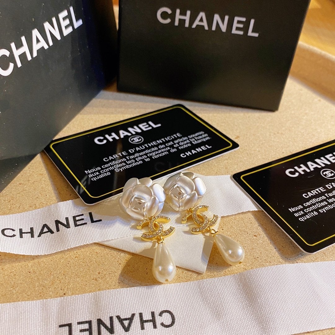 CHANEL Camellia Pearl Earrings