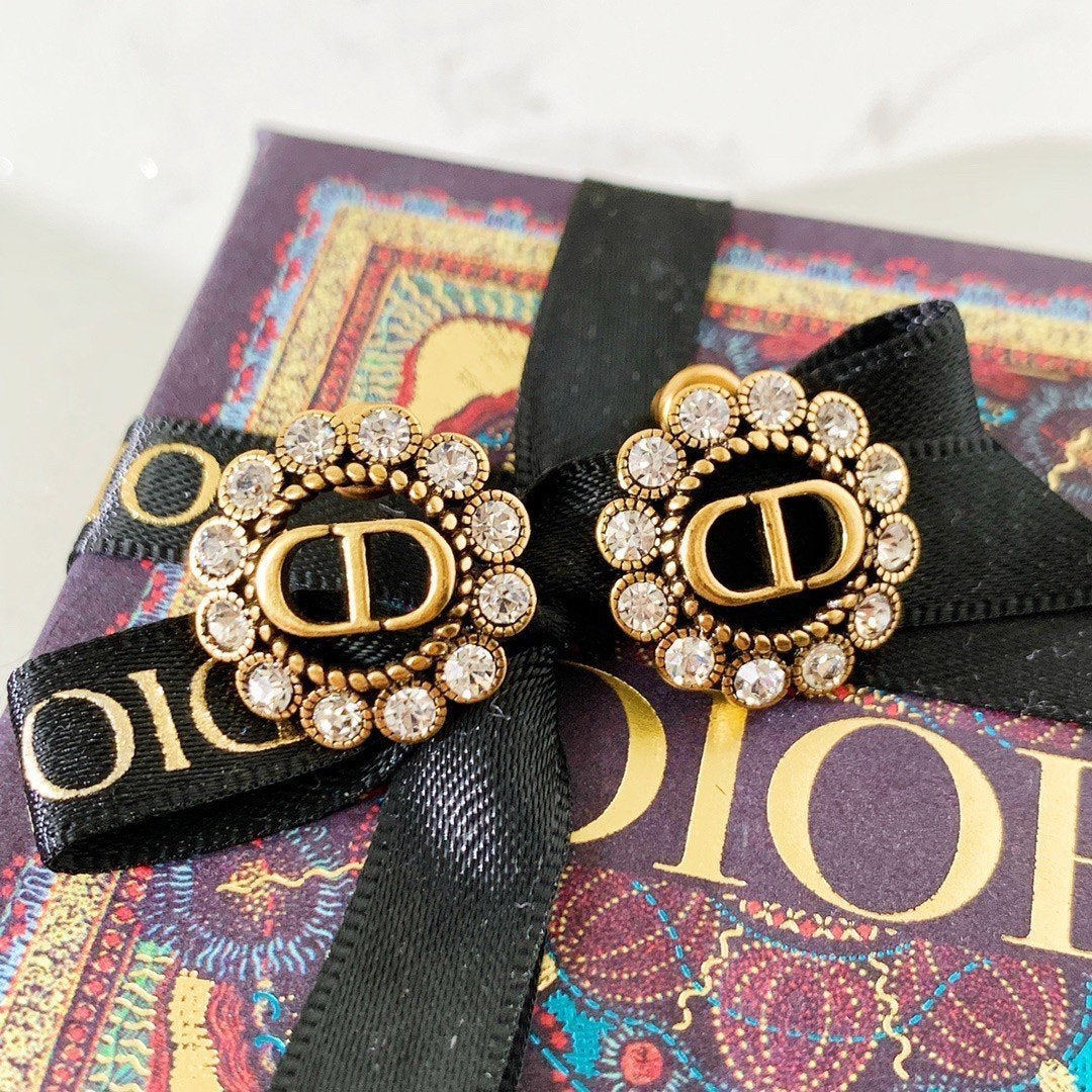 DIOR Fashion Letter Crystal Earrings