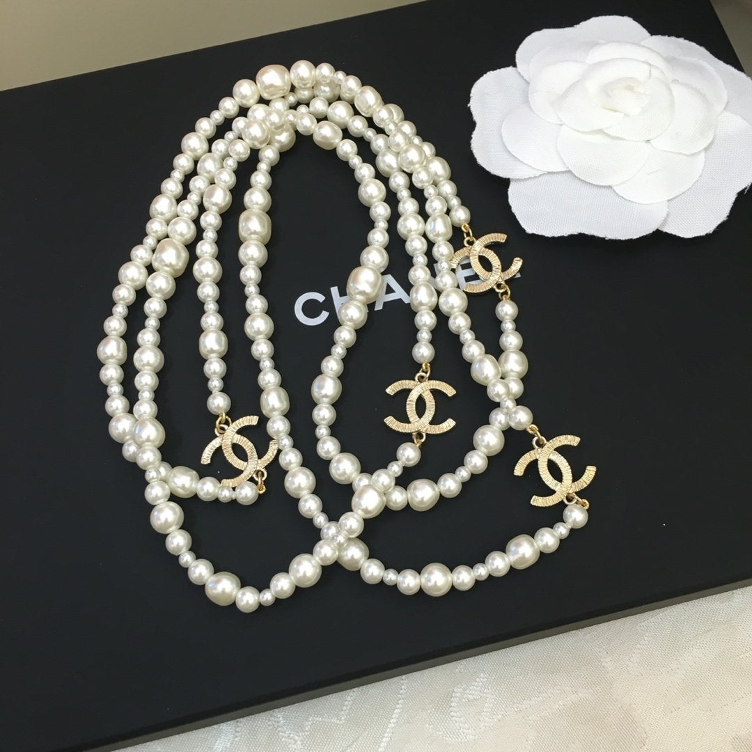 CHANEL Classic Double Pearl Sweater Necklace
