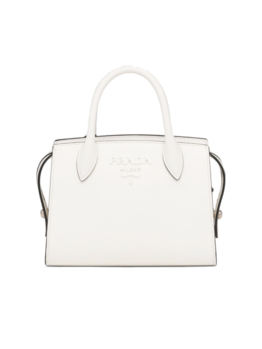 Prada Saffiano Leather Prada Monochrome Bag in White