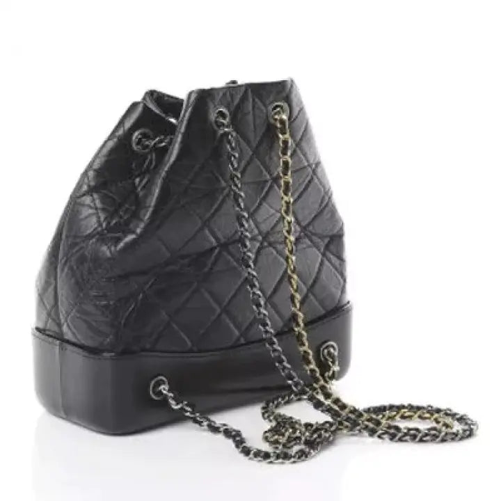 Aged Calfskin Quilted Small Gabrielle Backpack Black