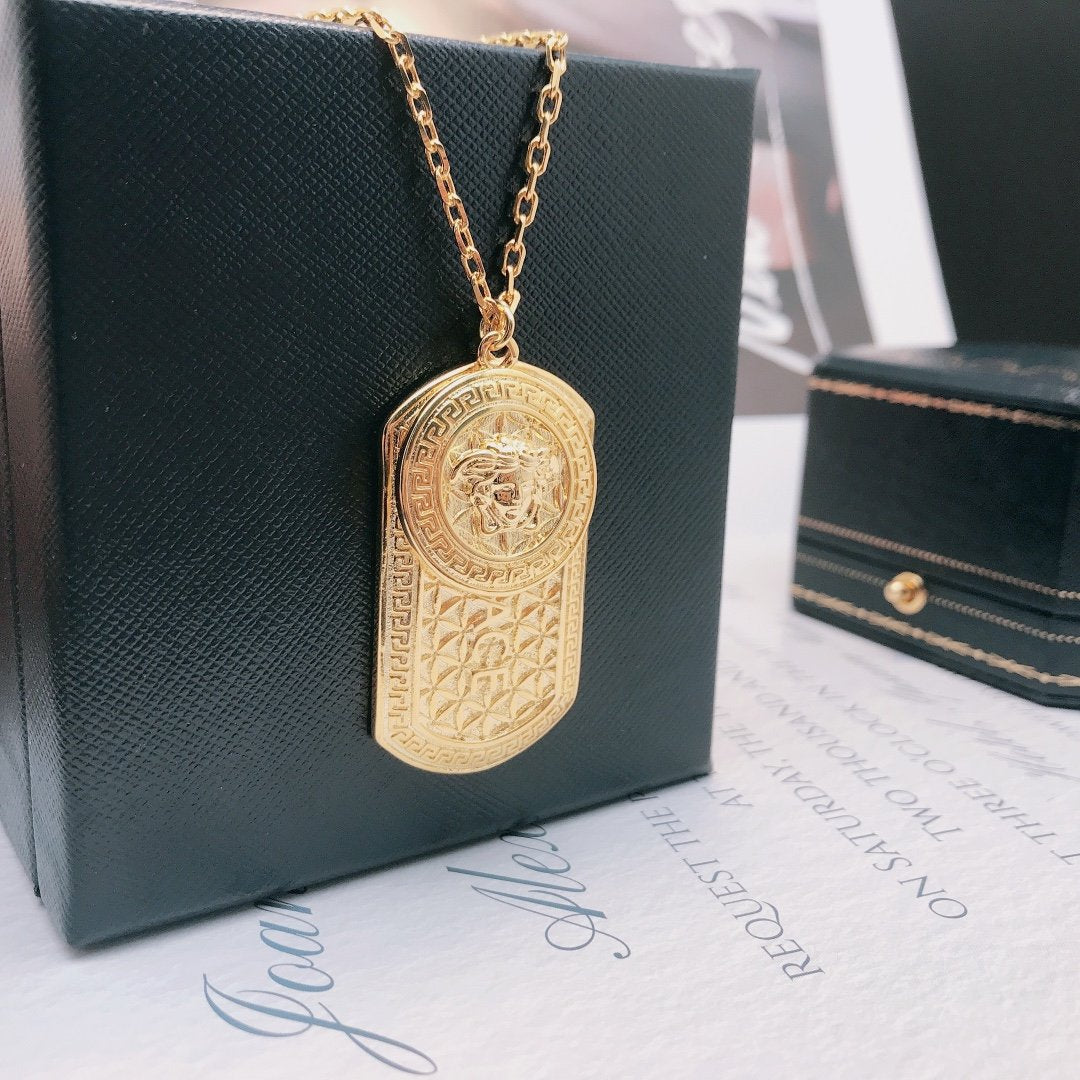 VERSACE Fashion Pattern Carved Necklace